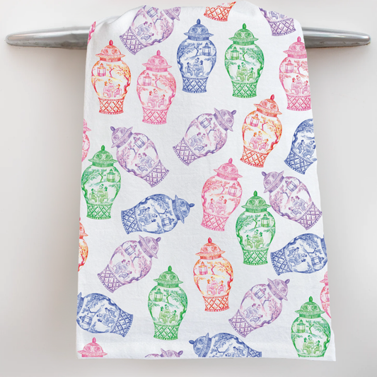 Colorful Ginger Jars Tea Towel