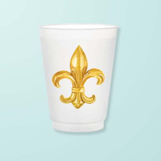 Gold Fleur De Lis Frosted Cups