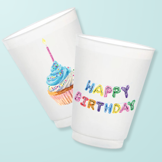 Happy Birthday Frosted Cup (Double-Sided)