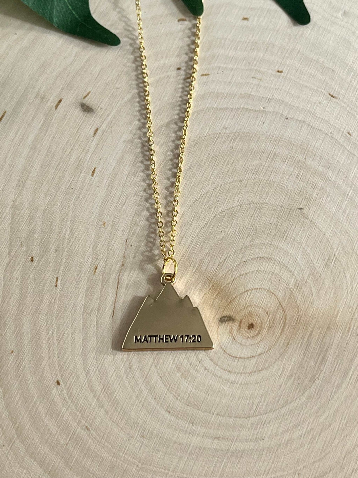 Gold Necklace Faith Can Move Mountains 16K