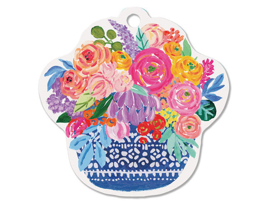 Florals in Chinoiserie Pot Die Cut Hang Tags