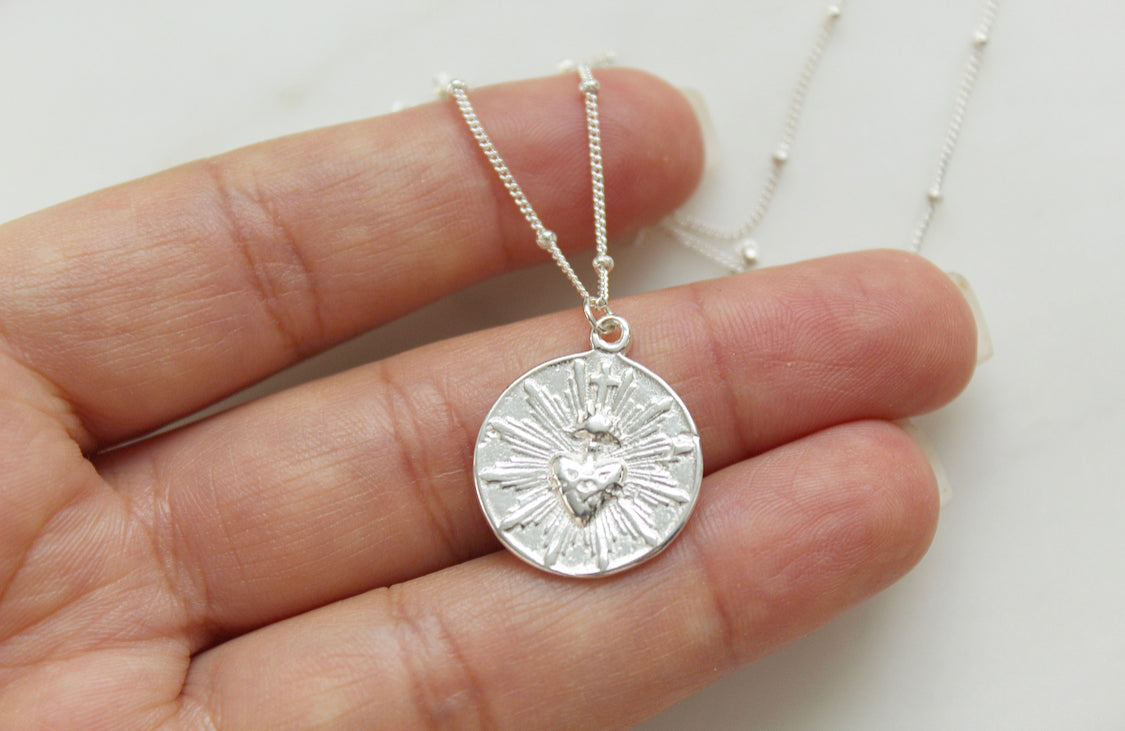 Sacred Heart minimalist version in silver