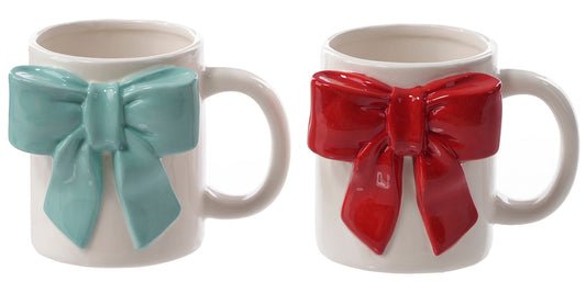 Candy Cane Lane - Ceramic Bow Mug
