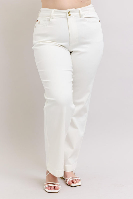 Judy Blue White Straight Trouser