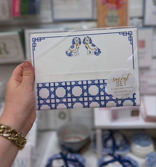 Handpainted Blue Staffordshire Dogs Stationery Set