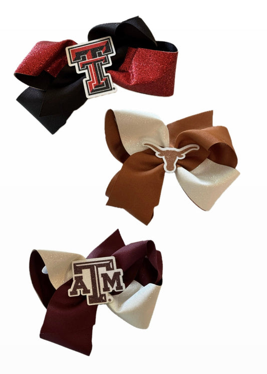 College Logo Glitter Overlay King Grosgrain Bow