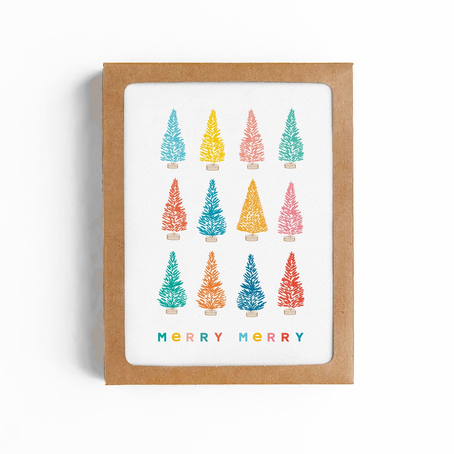 MERRY MERRY RAINBOW TREES CARD-BOXED SET OF 8