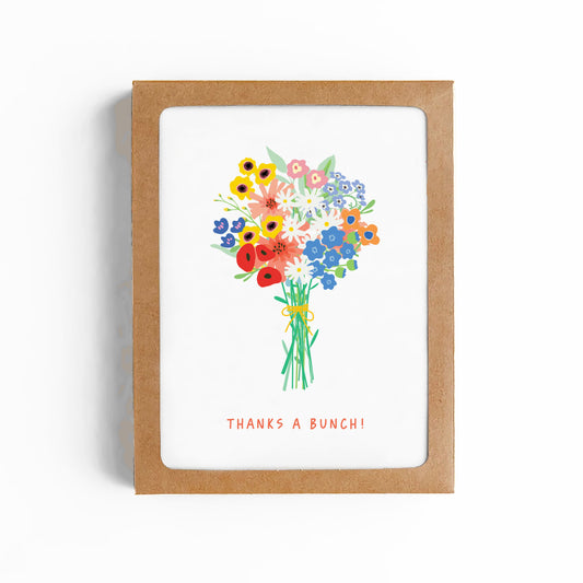 THANKS A BUNCH WILDFLOWER BOUQUET CARD-BOXED SET OF 8