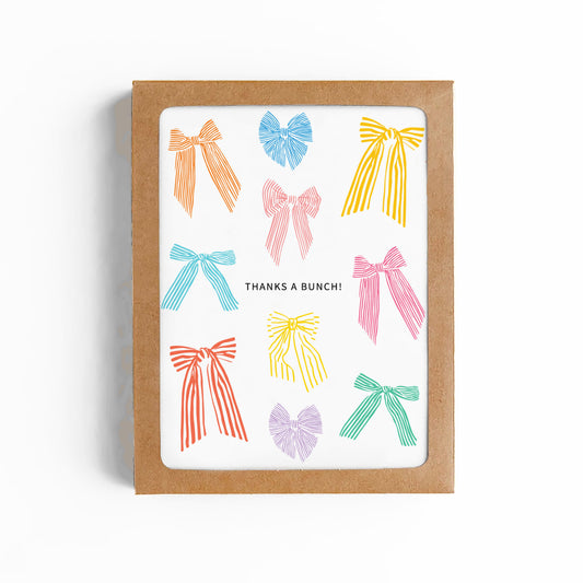 THANKS A BUNCH COLORFUL BOWS CARD-BOXED SET OF 8