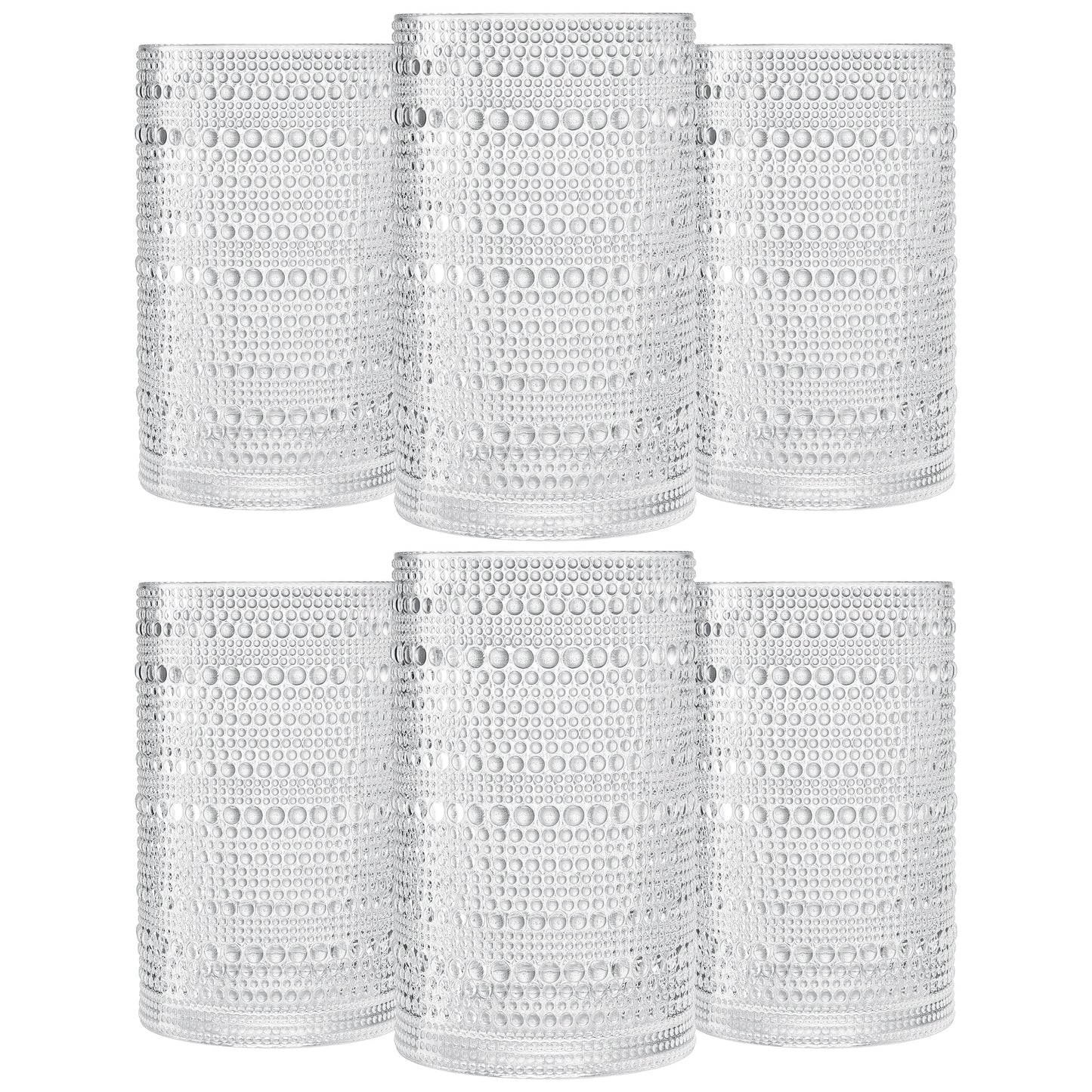 Barcelona Acrylic Highball Hobnail Glassware, Set of 6