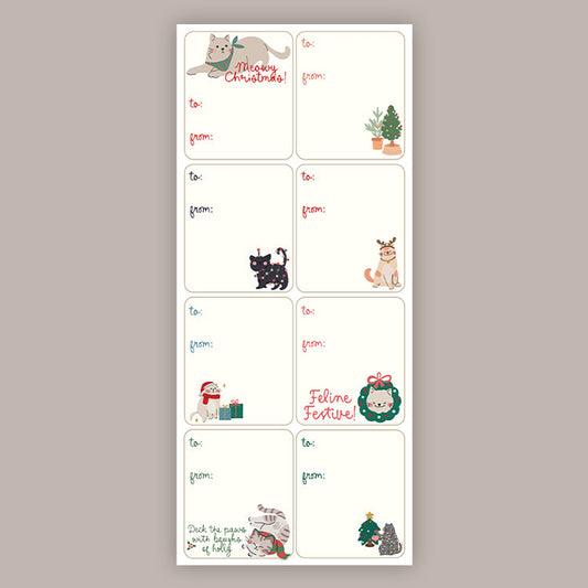 Cat Holiday Tags (Sticker Sheet)