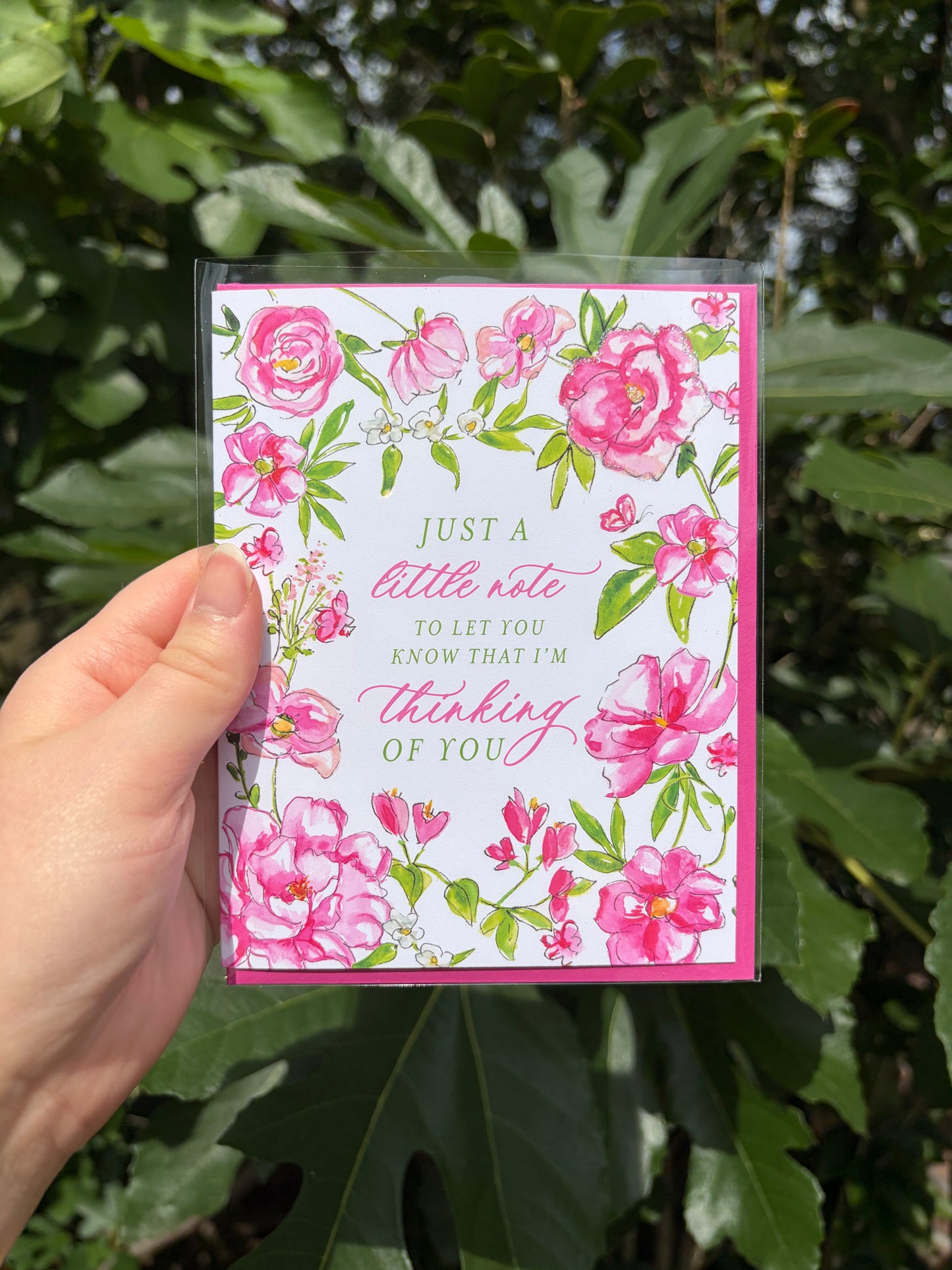 "Just a Little Note to Let You Know..." Camilias Greeting Card
