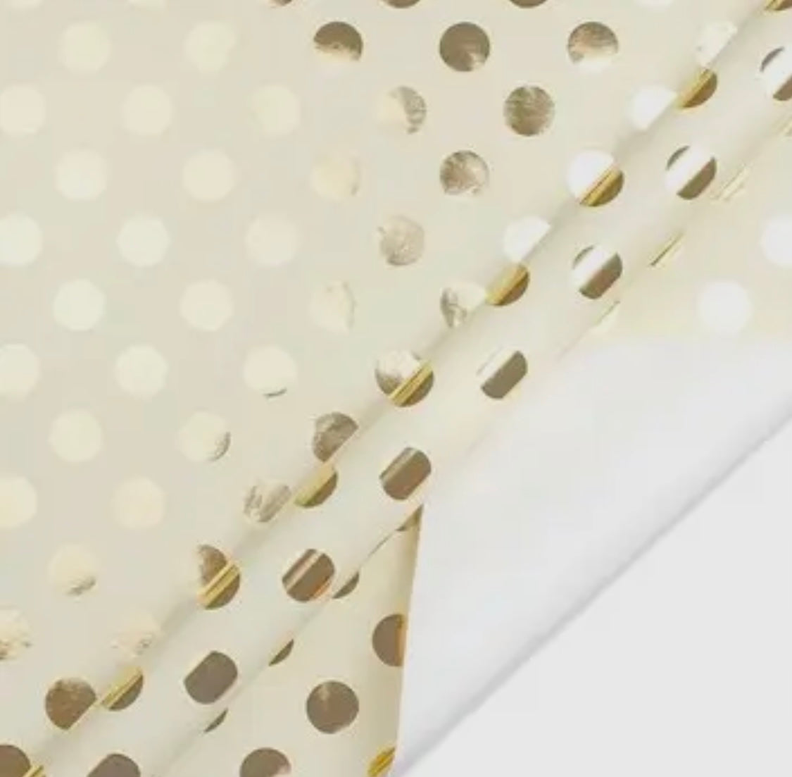 Ivory and Gold Foil Polka Dot Wrapping Paper Roll