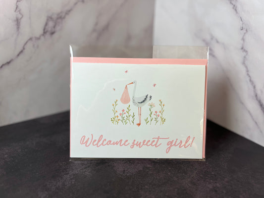 Baby Girl Shower or Arrival Card