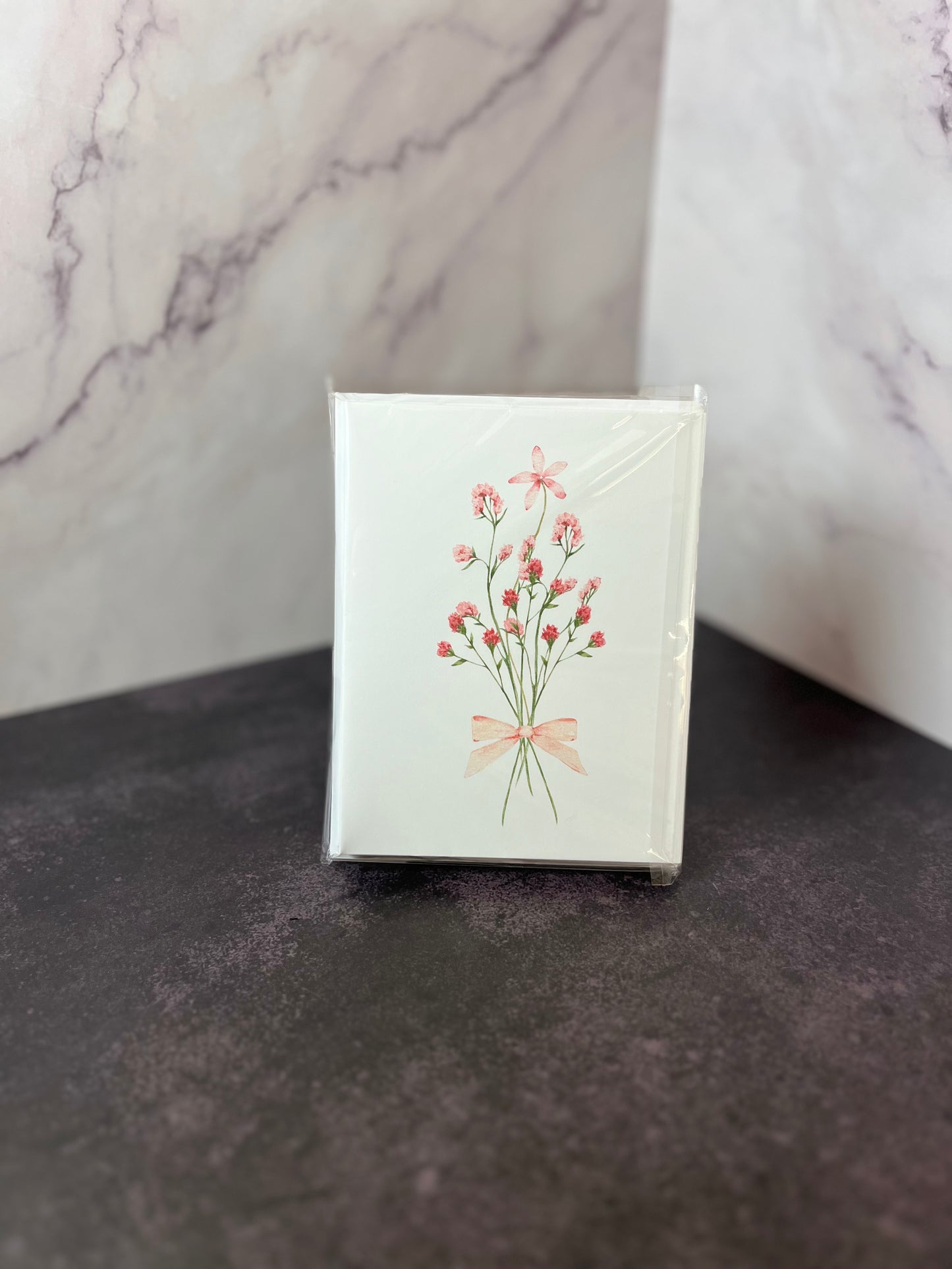 Pink Florals and Bow Folded Stationery Set