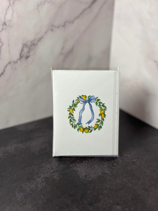 Lemons and Blue Bow Folded Stationery Set