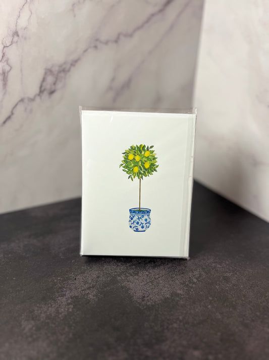 Lemons in Chinoiserie Pot Folded Stationery Set