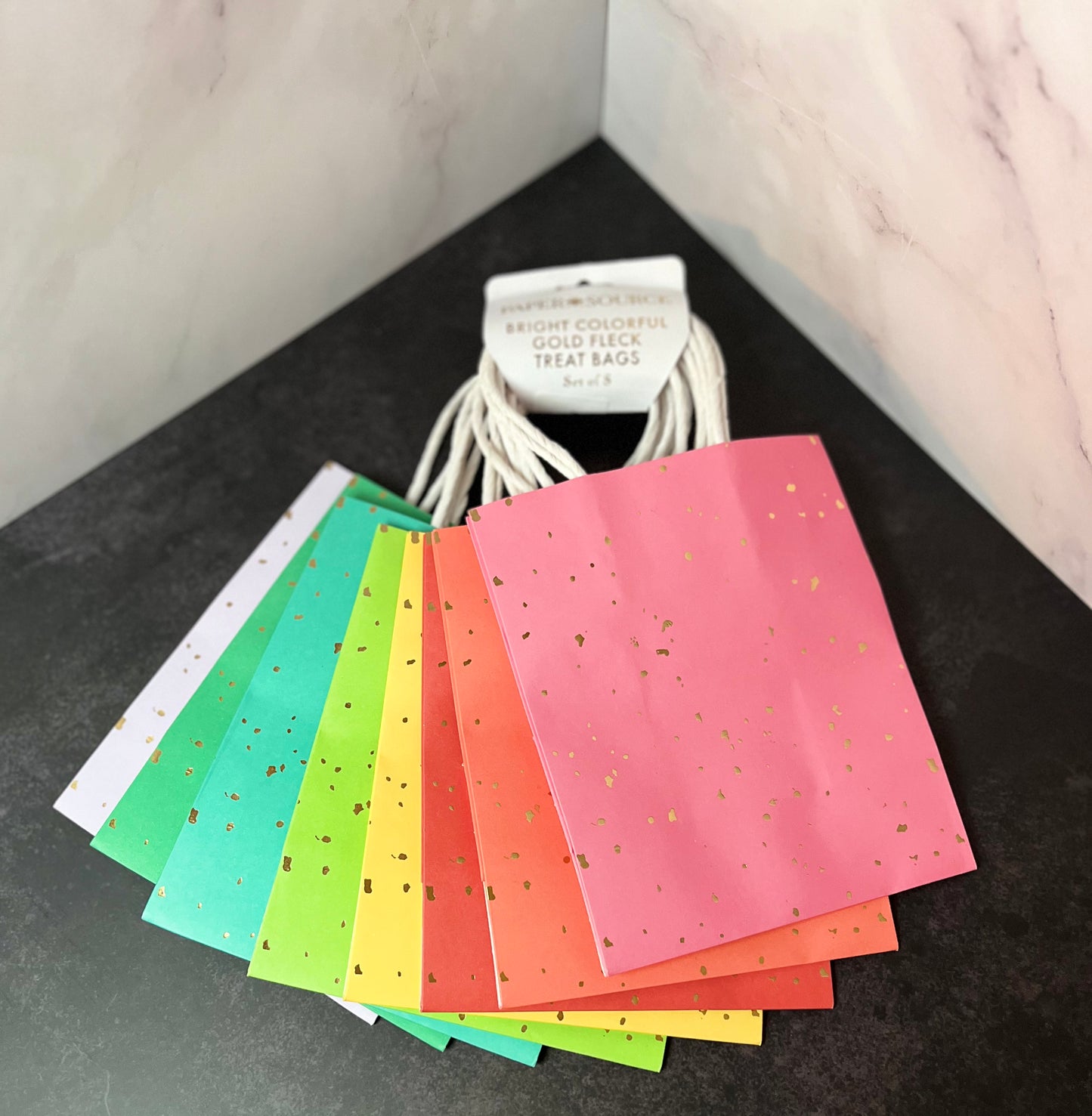 Bright, Colorful Gold Fleck Bags (Set of 8)