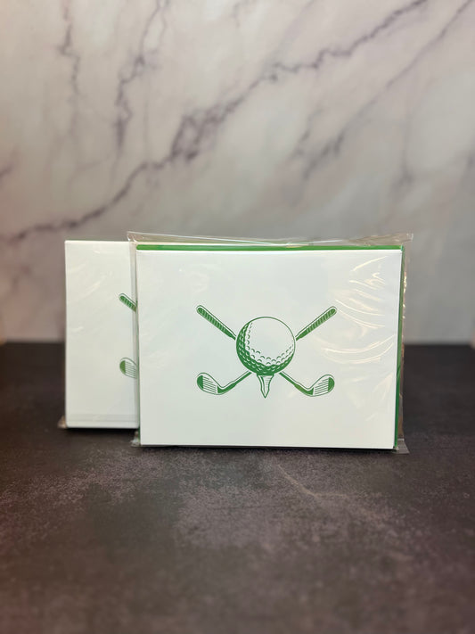 Green Golf Crest Folded Stationery