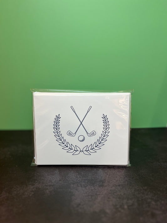 Navy Golf Crest Folded Stationery Set II