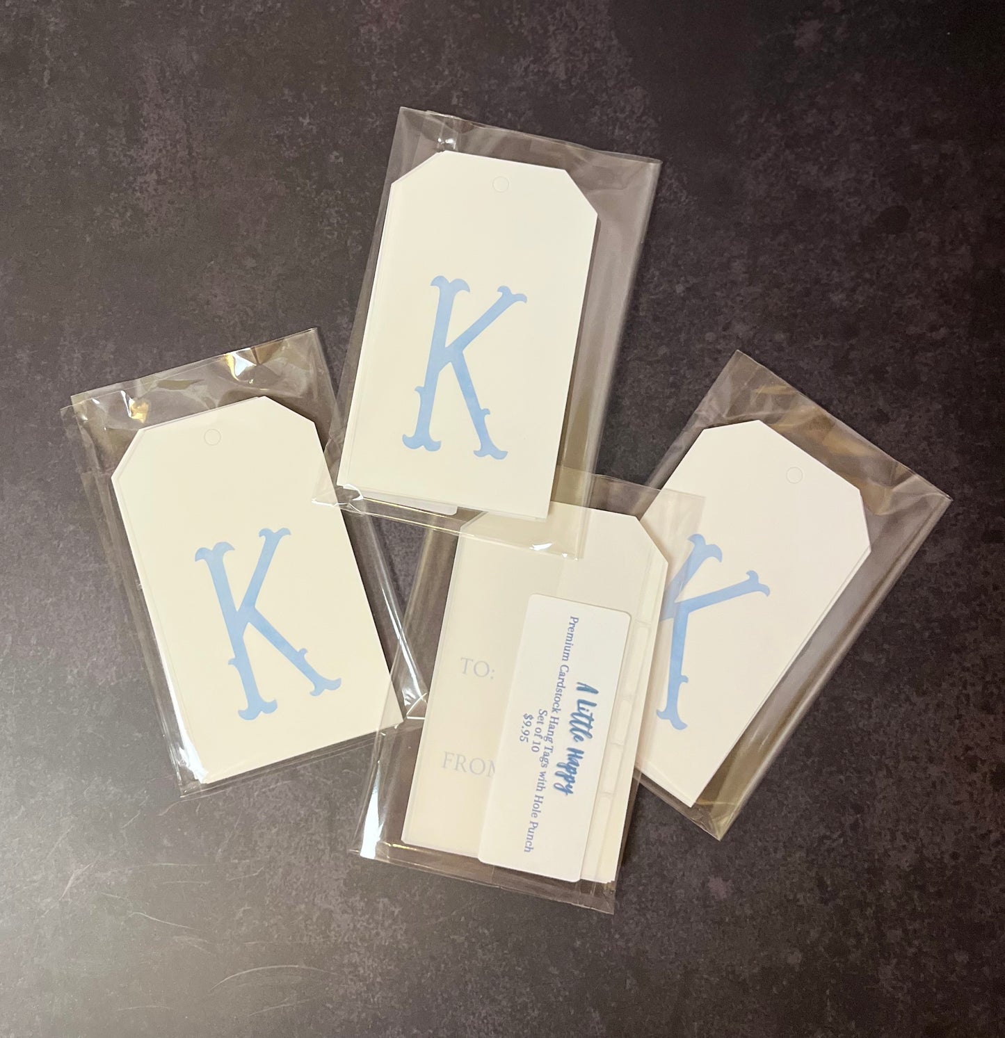 K Initial Hang Tags