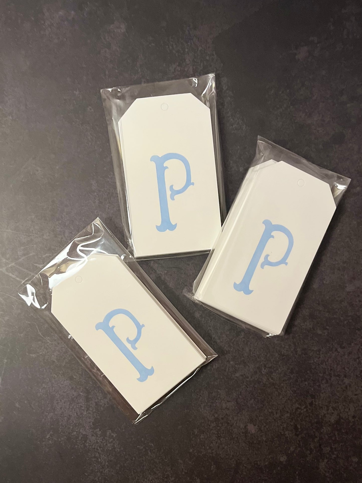 P Initial Hang Tags