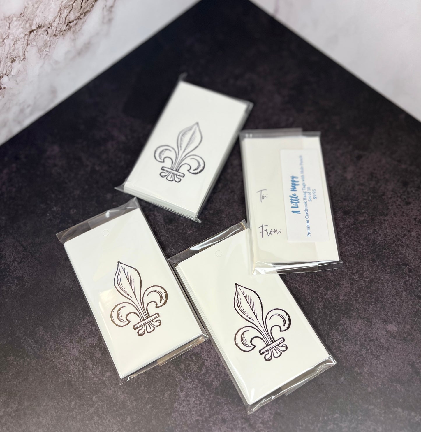 Fleur De Lis Rectangular Hang Tag