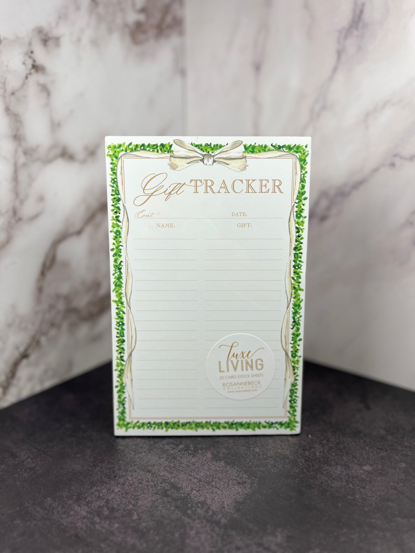 Gift Tracker Boxwood Border Luxe Large Notepad