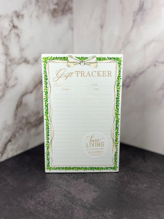 Gift Tracker Boxwood Border Luxe Large Notepad