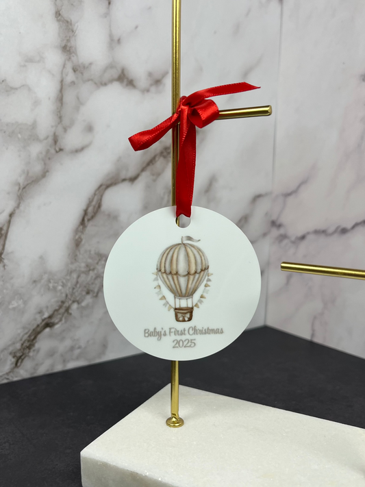 Hot Air Balloon Baby's First Christmas 2025 Ornament