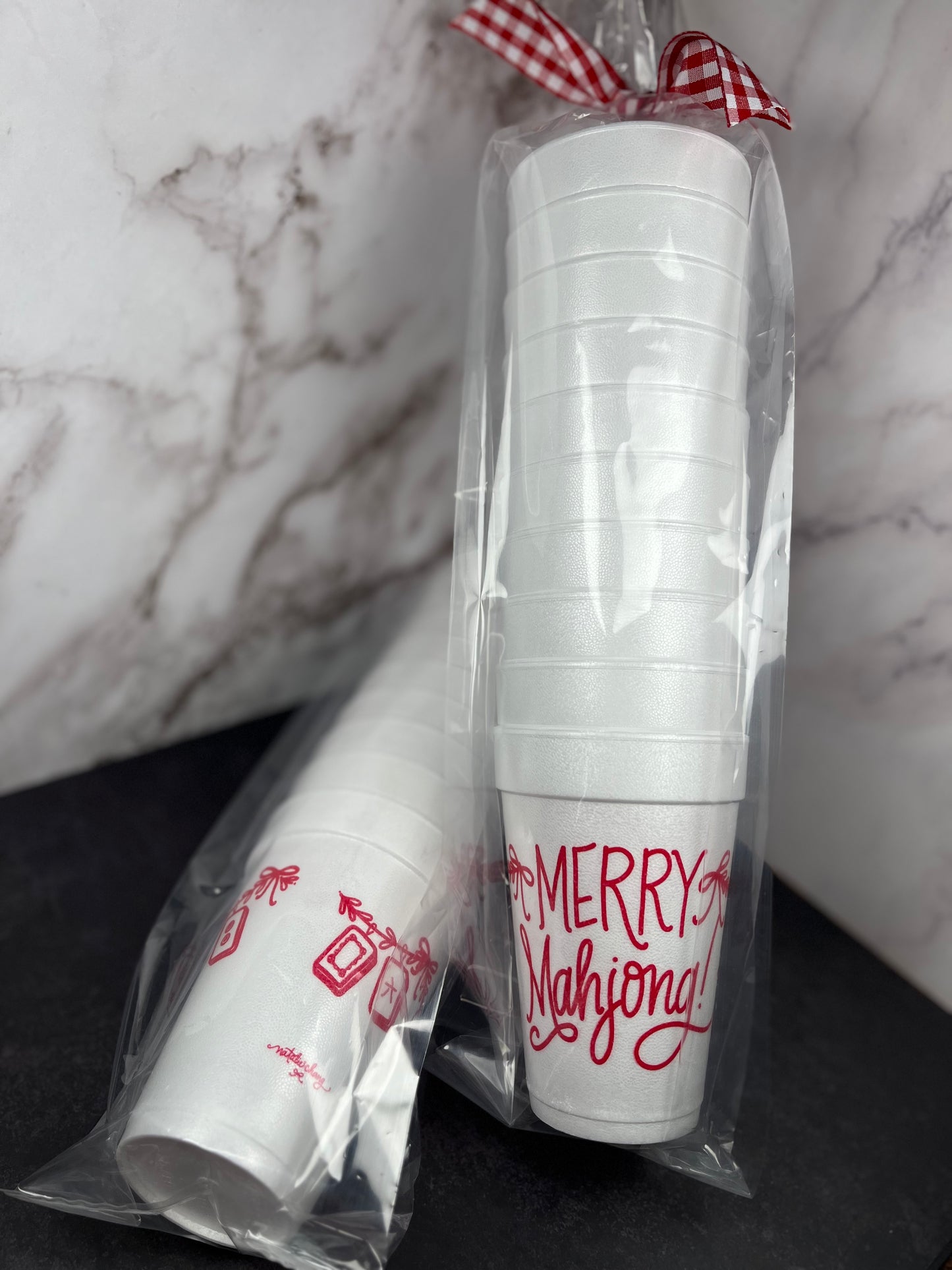Merry Mahjong | Christmas Styrofoam Cups & Cocktail Napkins