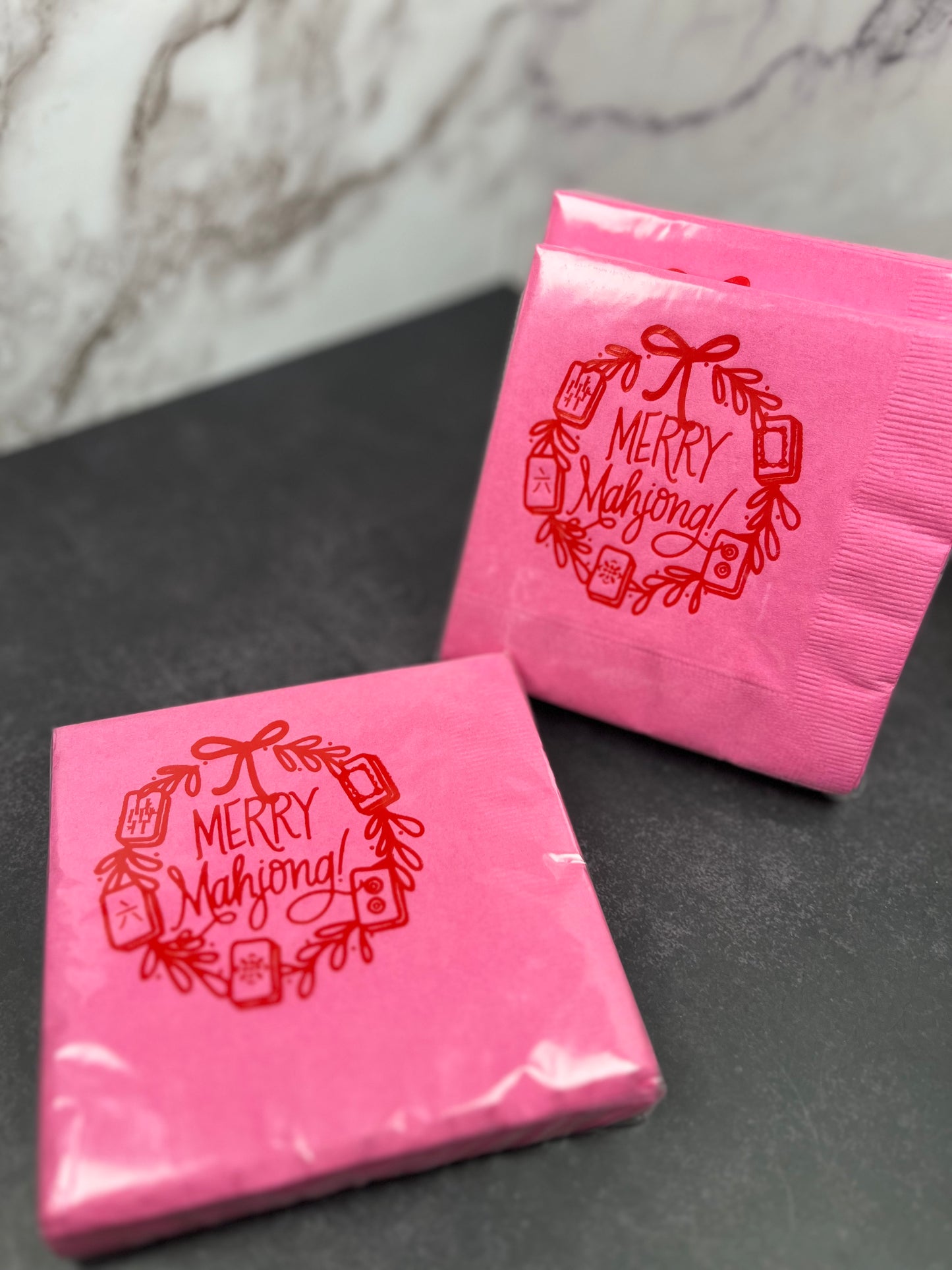 Merry Mahjong | Christmas Styrofoam Cups & Cocktail Napkins