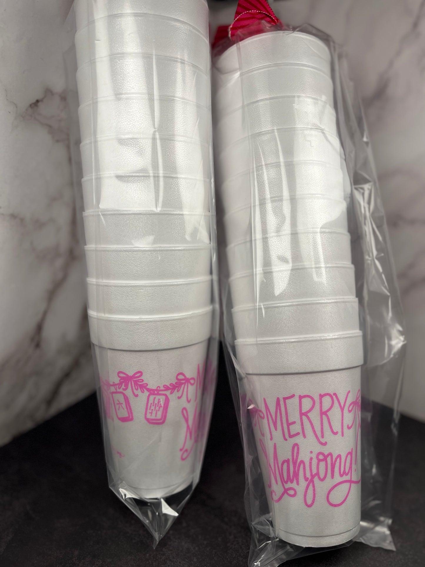 Merry Mahjong | Christmas Styrofoam Cups & Cocktail Napkins