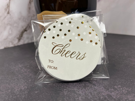 Cheers Gold Foil Gift Tags