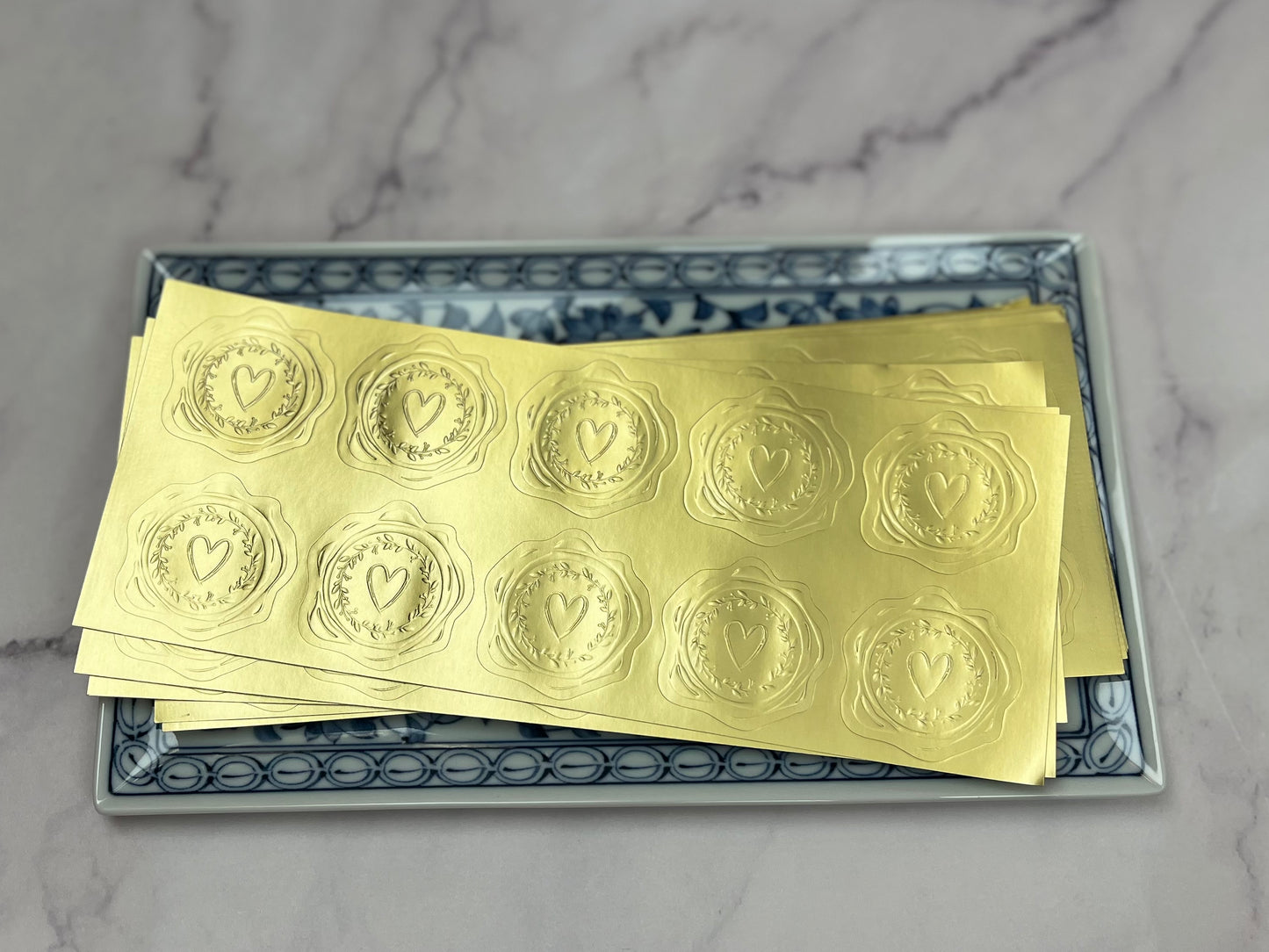 Gold Heart Envelope Seals