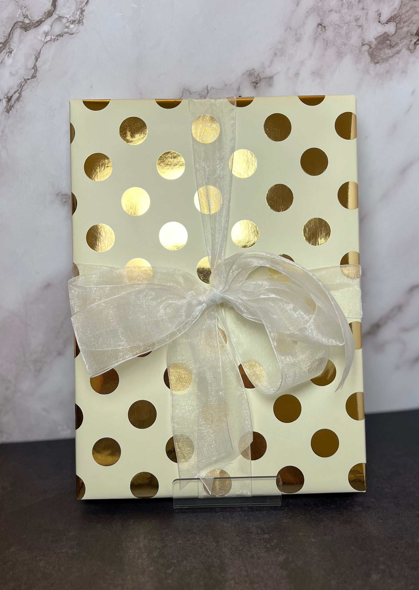 Ivory and Gold Foil Polka Dot Wrapping Paper Roll