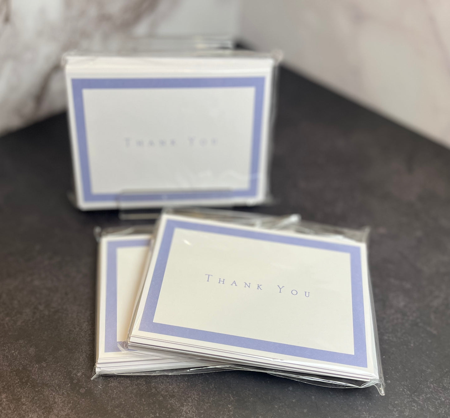 Folded, Blue Print Thank You Set