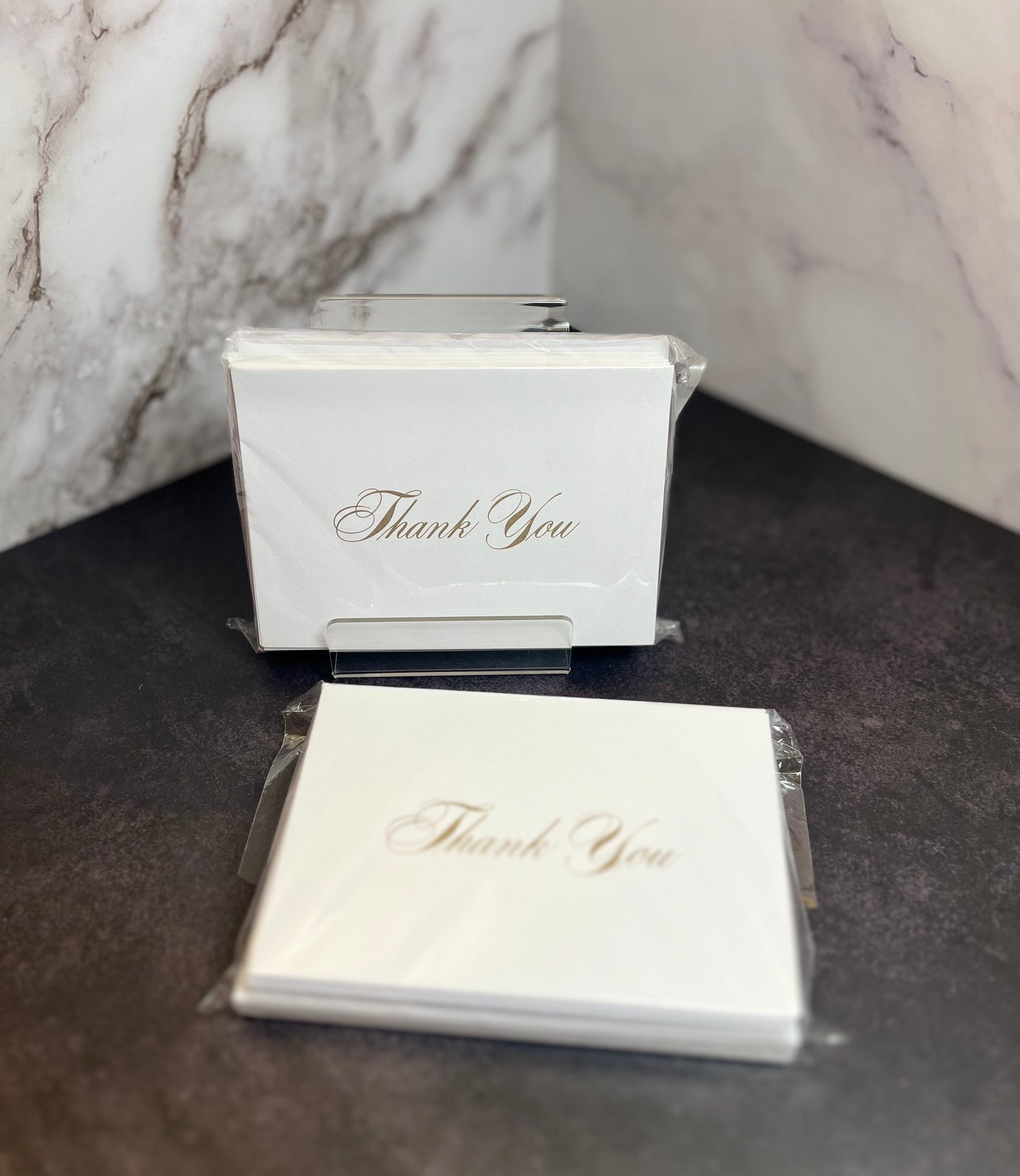 Folded, Gold Cursive Thank You Set