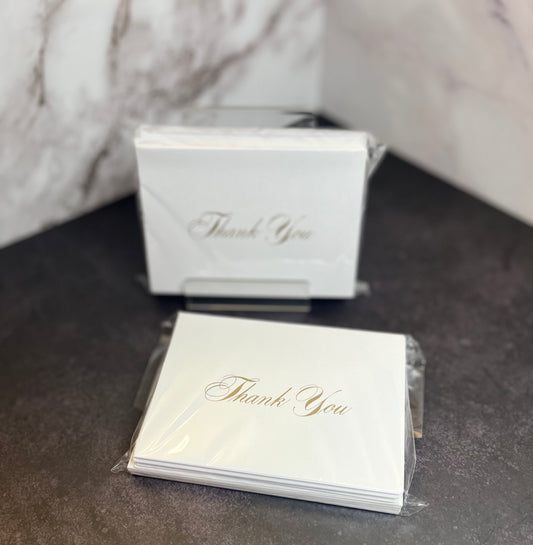 Folded, Gold Cursive Thank You Set