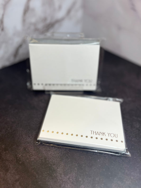 Folded, Silver Foil Thank You Note Set
