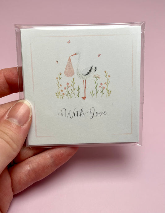 Pink Stork "With Love" Card Stock Gift Tags