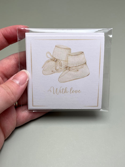Baby Booties "With Love" Card Stock Gift Tags