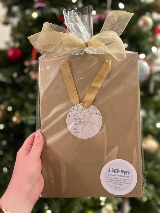 Cheers Gold Gift Bag Set