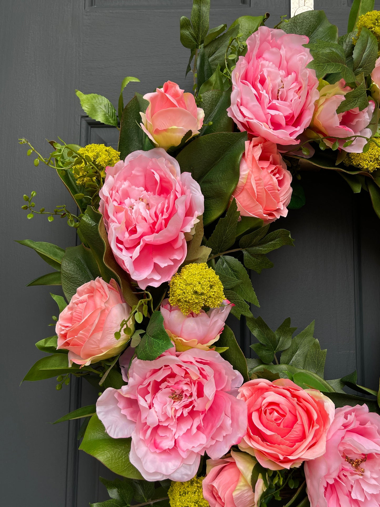 Rose, Peony, and Magnolia Leaf Wreath