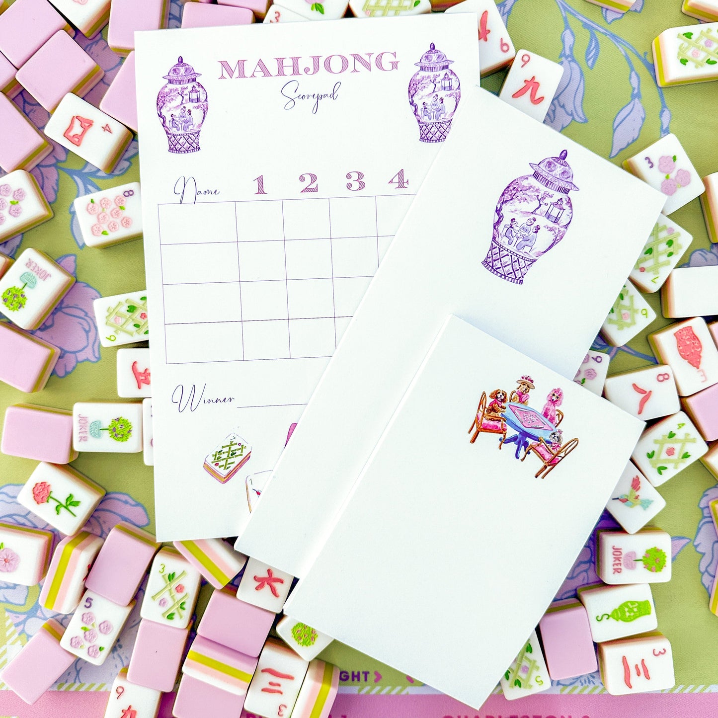 Dogs Playing Mahjong Notepad