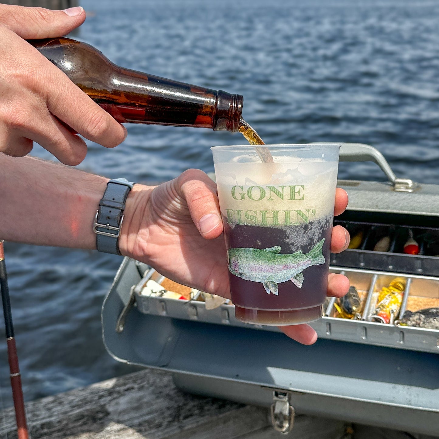 Gone Fishing Frosted Cup