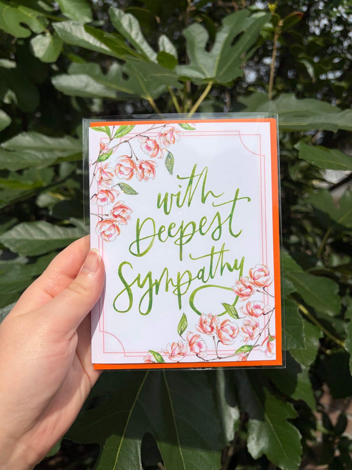 "With Deepest Sympathy" Light Pink Blossoms Greeting Card