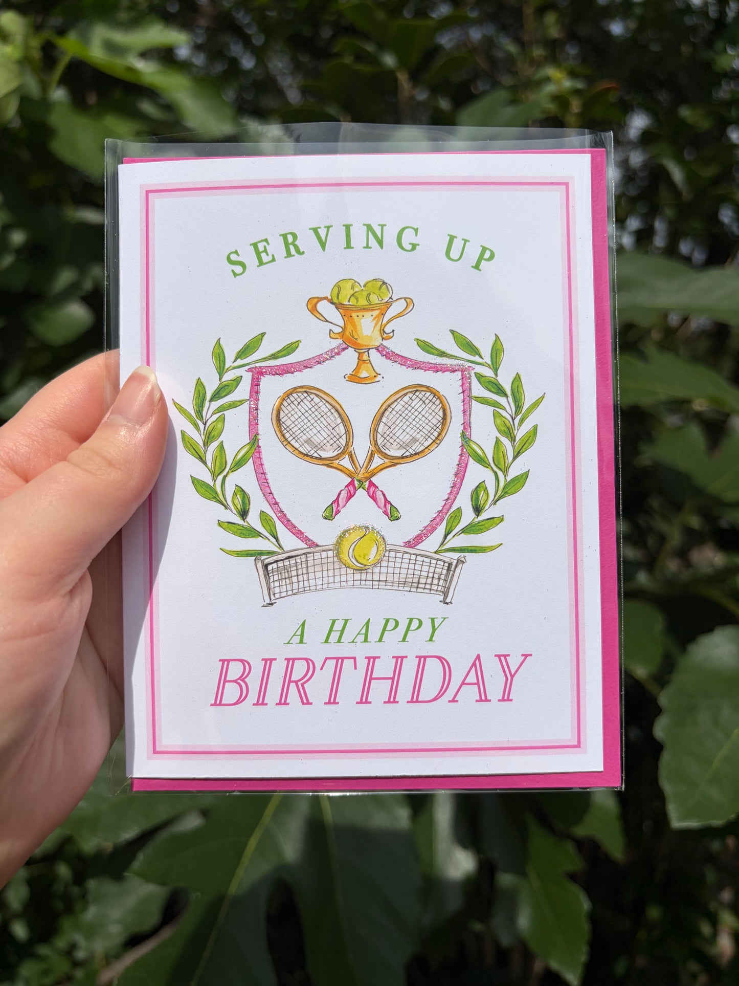 Serving Up A Happy Birthday Tennis Greeting Card