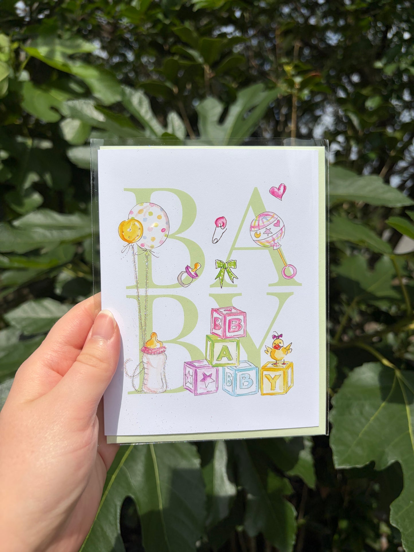 Handpainted "Baby" Greeting Card