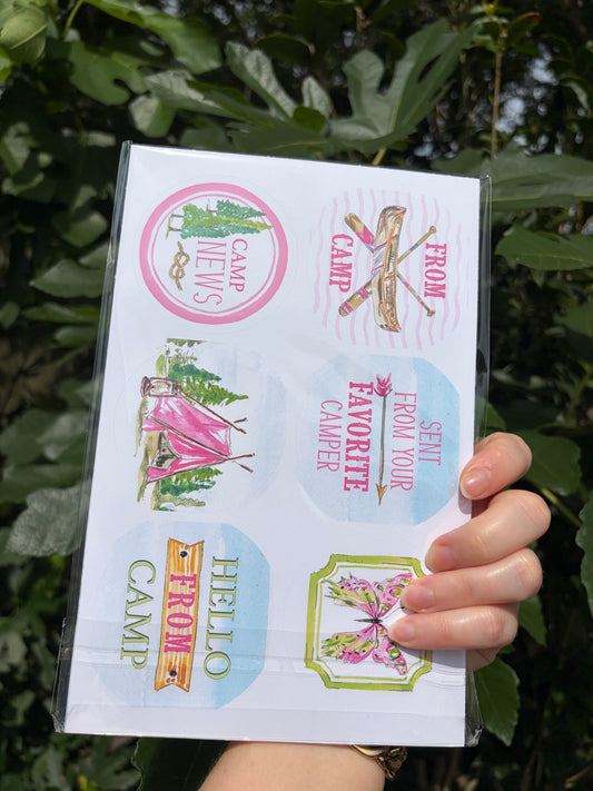Handpainted "News From Camp" Pink Tent Fold 'N Seal